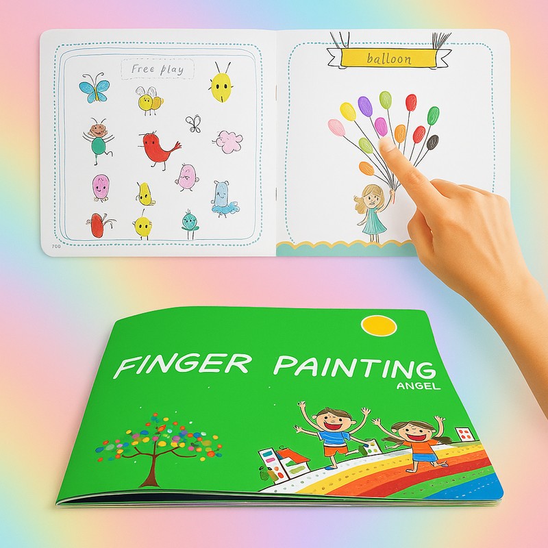 Children's Washable Wheel Set with Finger Painting Book