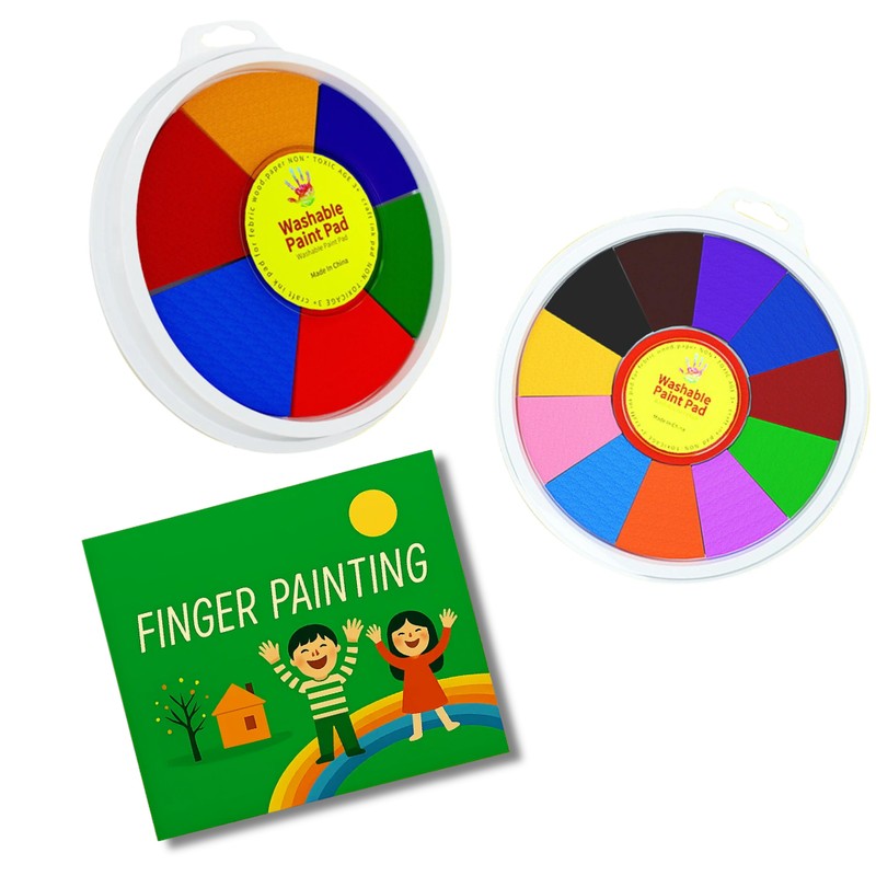 Children's Washable Wheel Set with Finger Painting Book
