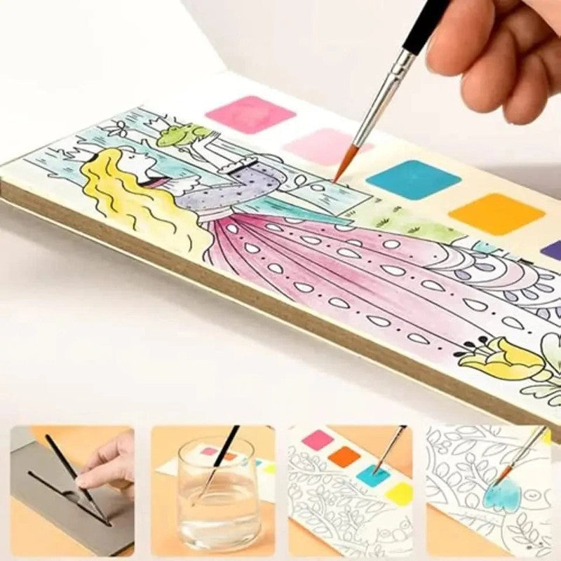 Children's Watercolour Painting Book - Mess-Free Water-Activated
