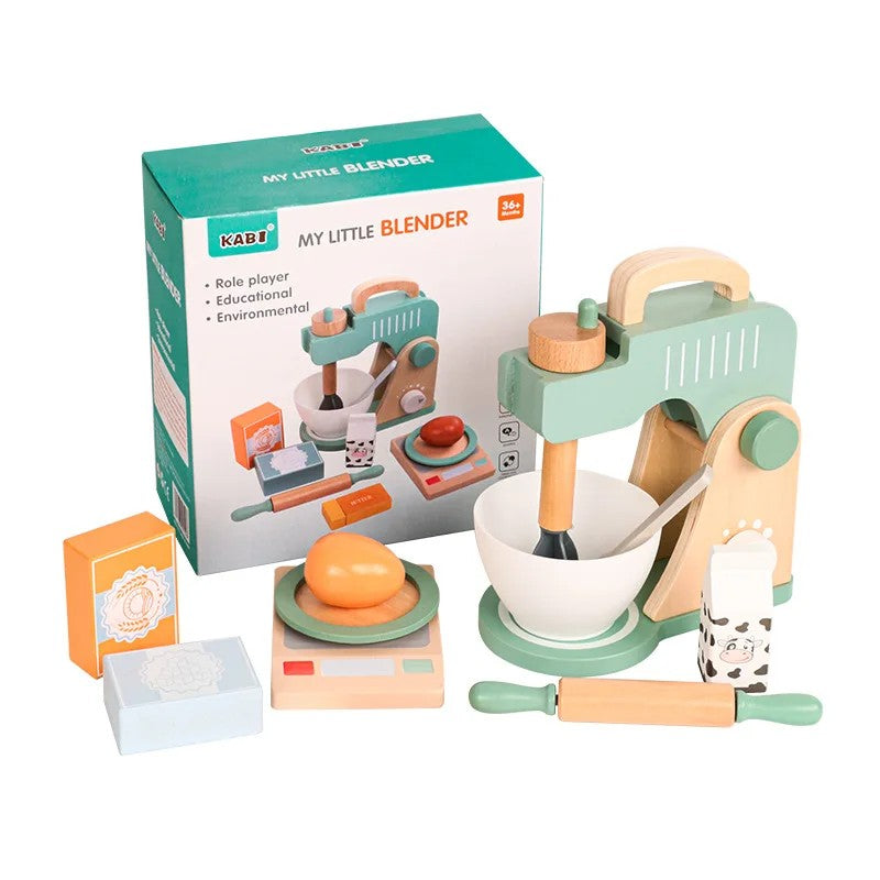 Children's Wooden Baking Play Set - Pretend Kitchen Mixer