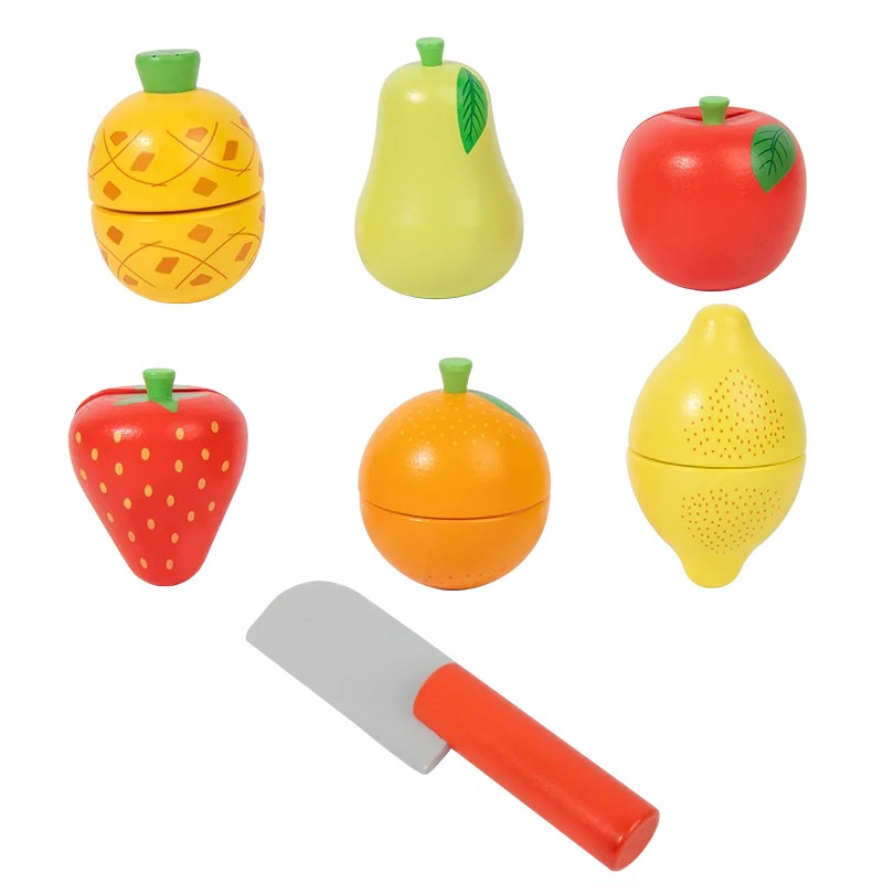 Children's Wooden Cutting Food Toy Set - Pretend Play Kitchen Set