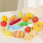 Children's Wooden Cutting Food Toy Set - Pretend Play Kitchen Set