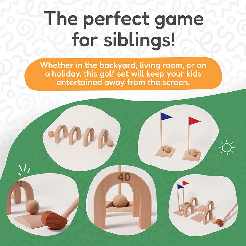 Children's Wooden Golf Toy Set - Montessori Learning Game