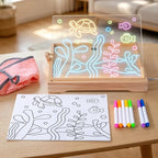 Children's Wooden LED Drawing Board - Light-Up Acrylic Panel