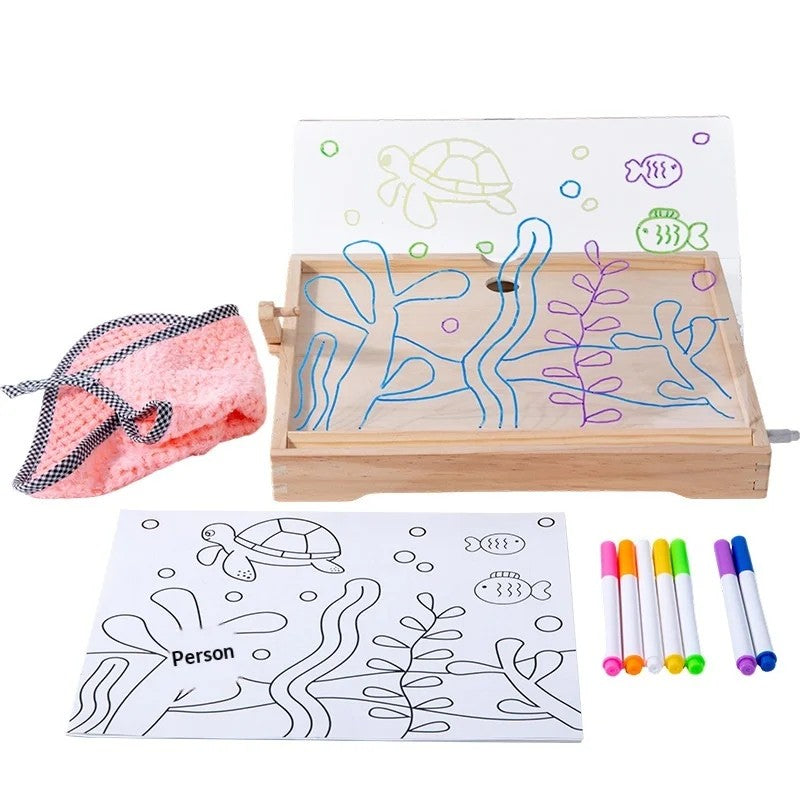 Children's Wooden LED Drawing Board - Light-Up Acrylic Panel