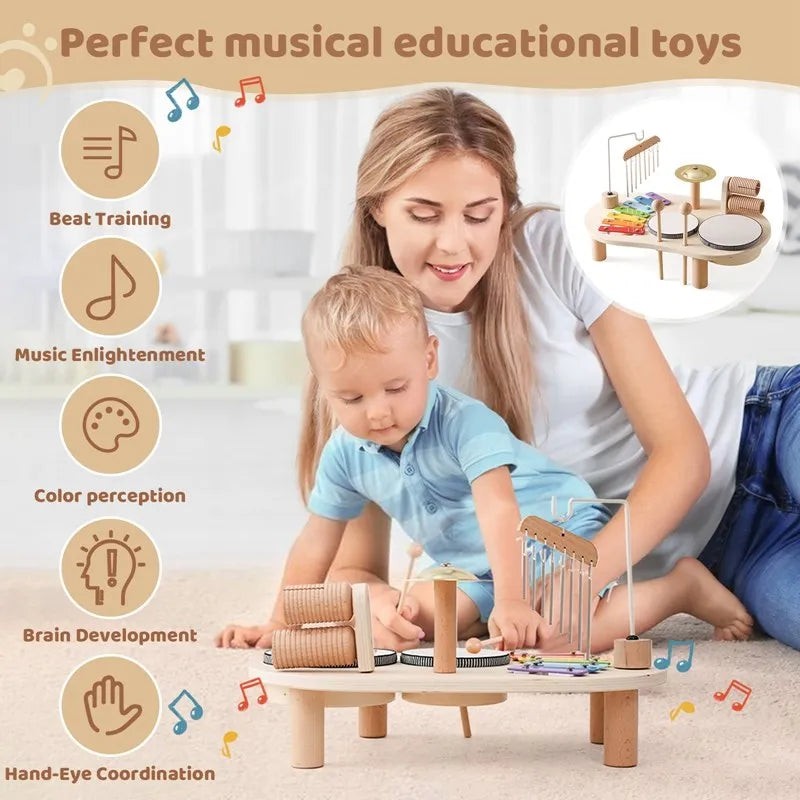 Children's Wooden Music Station - Multi-Instrument Activity Table