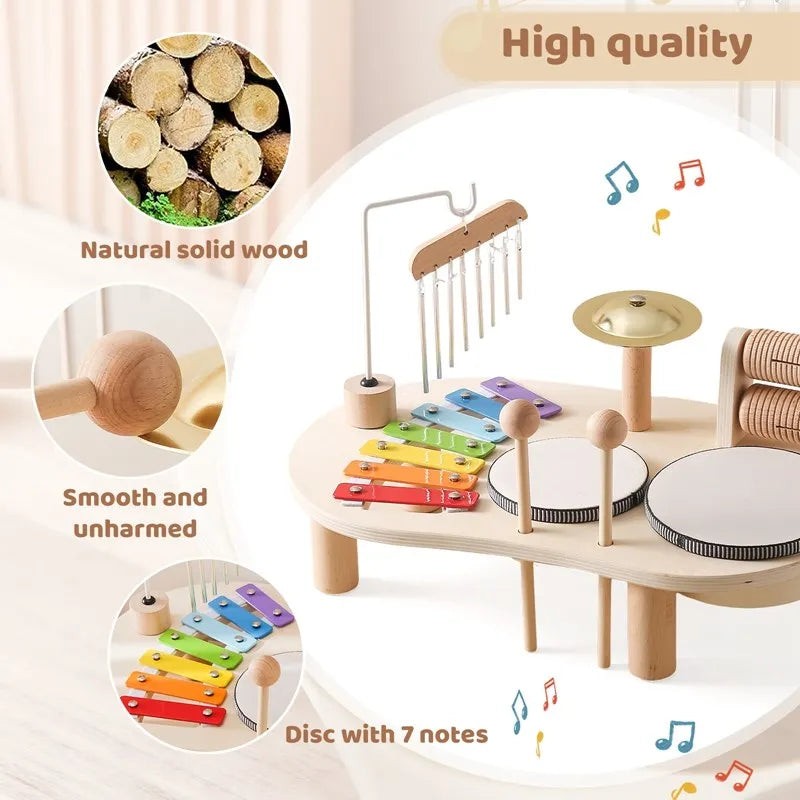 Children's Wooden Music Station - Multi-Instrument Activity Table
