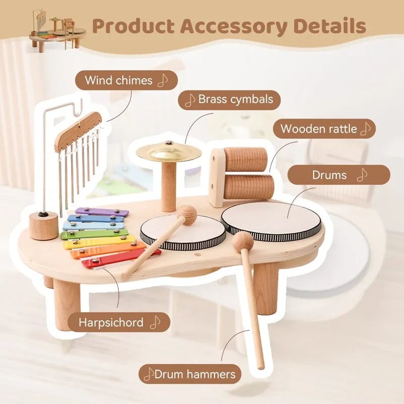 Children's Wooden Music Station - Multi-Instrument Activity Table