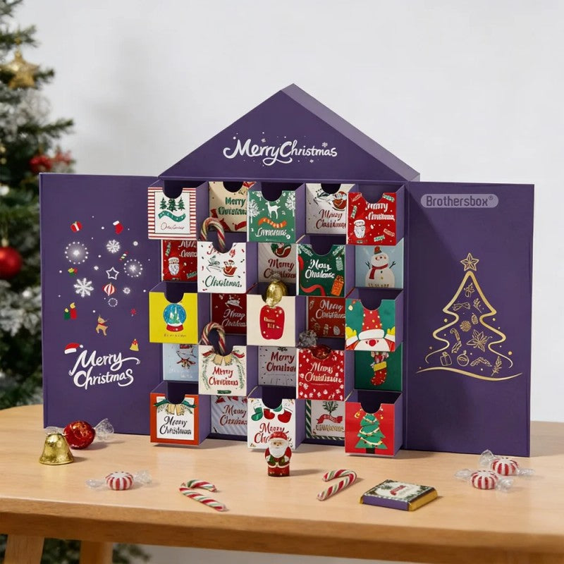 Christmas Advent Calendar Gift Box - House-Shaped with Multiple Drawers