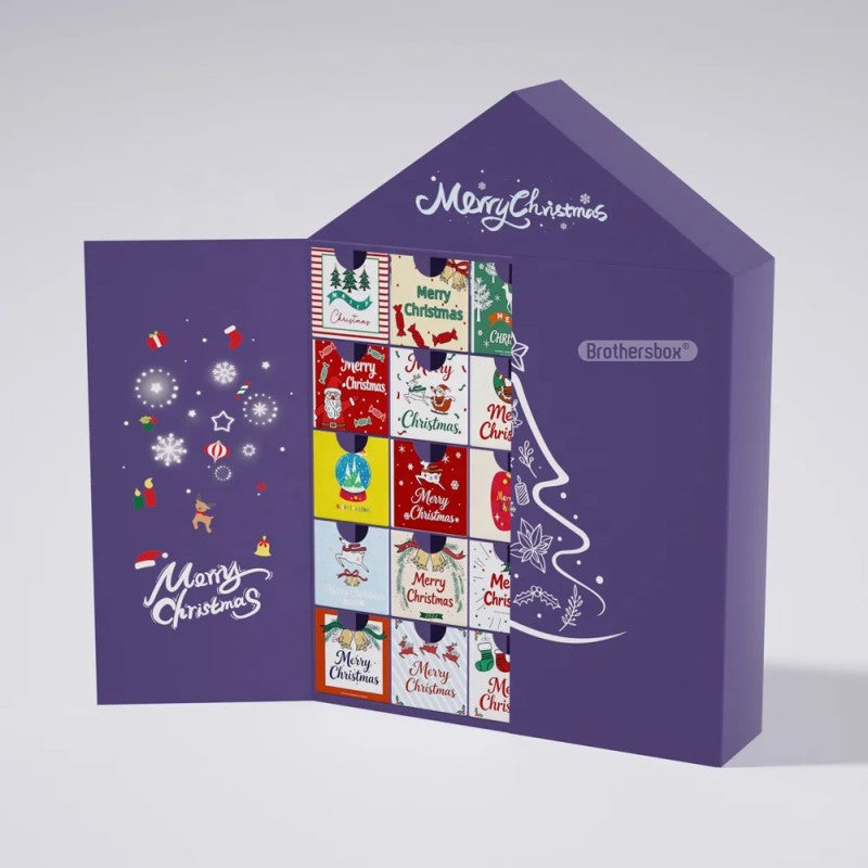 Christmas Advent Calendar Gift Box - House-Shaped with Multiple Drawers