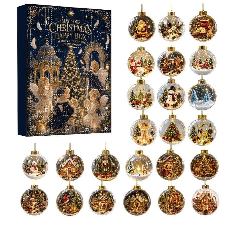 Christmas Advent Calendar Mystery Box - Set of 24 Retro Ornaments