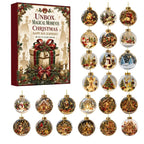 Christmas Advent Calendar Mystery Box - Set of 24 Retro Ornaments