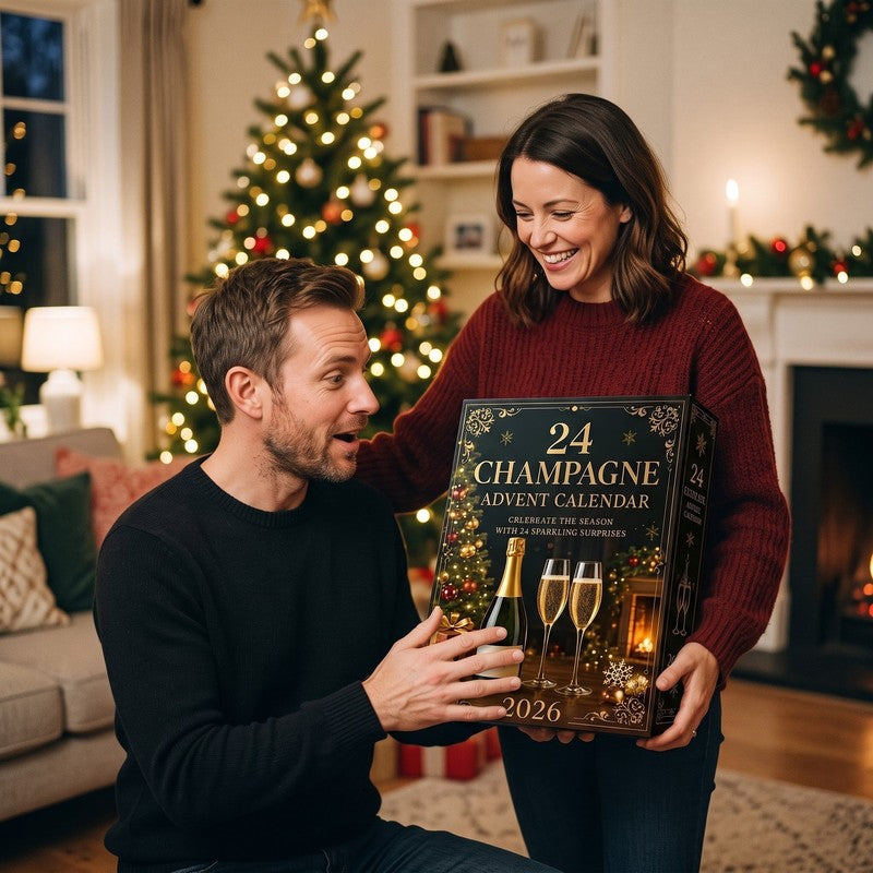 Christmas Advent Calendar Set - 24 Champagne Bottle Ornaments
