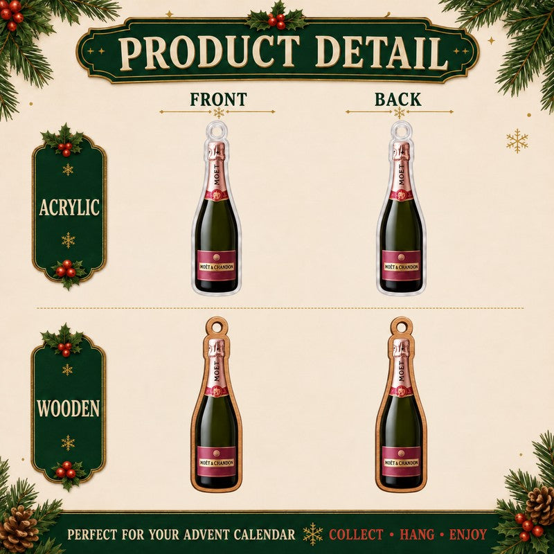 Christmas Advent Calendar Set - 24 Champagne Bottle Ornaments