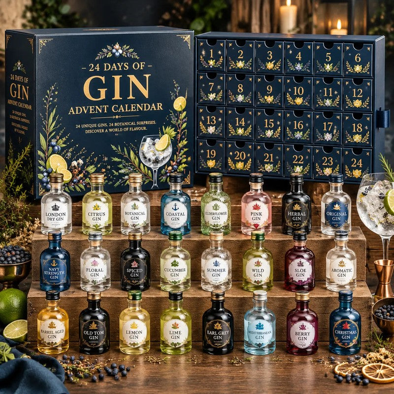 Christmas Advent Calendar Set - 24 Gin Bottle Ornaments