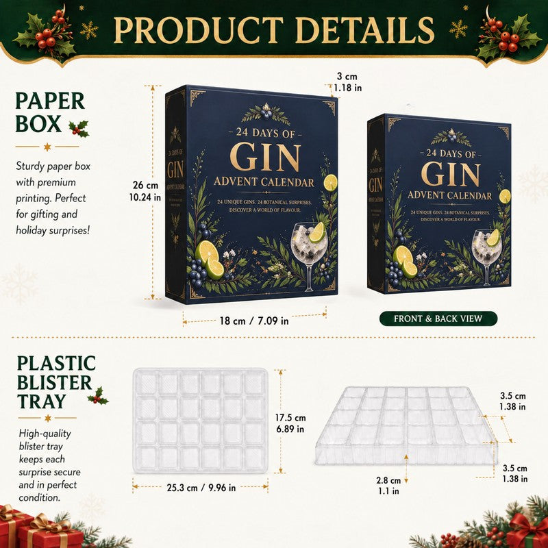 Christmas Advent Calendar Set - 24 Gin Bottle Ornaments