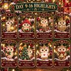 Christmas Advent Calendar - Set of 24 Owl-Themed Hanging Ornaments