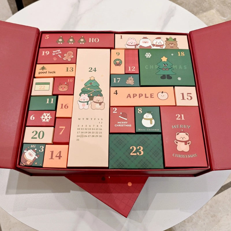 Christmas Advent Calendar Set - Rigid Gift Box with 24 Numbered Inner Boxes
