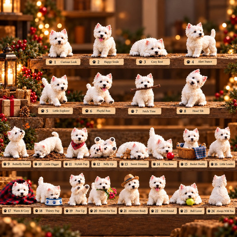 Christmas Advent Calendar Set - Westie Themed Ornaments