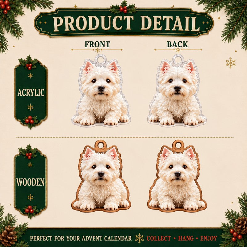 Christmas Advent Calendar Set - Westie Themed Ornaments