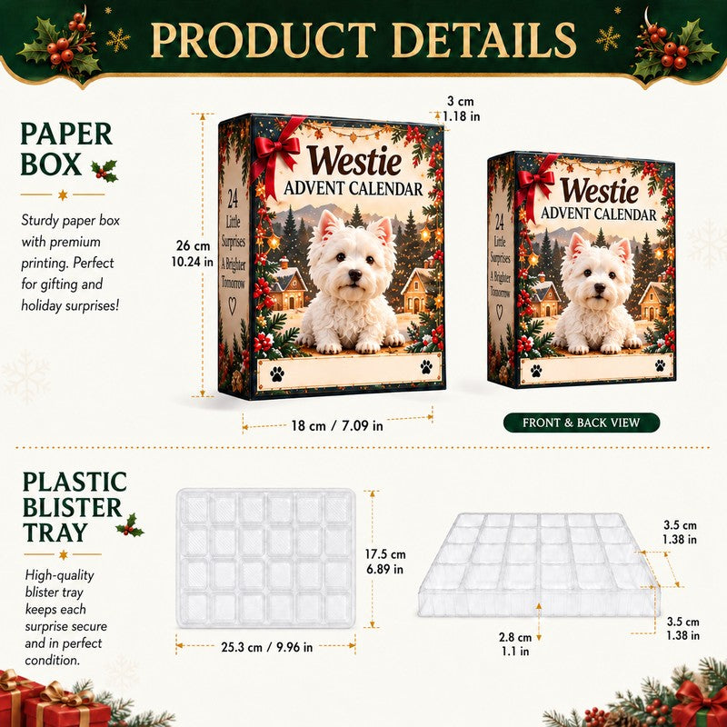 Christmas Advent Calendar Set - Westie Themed Ornaments