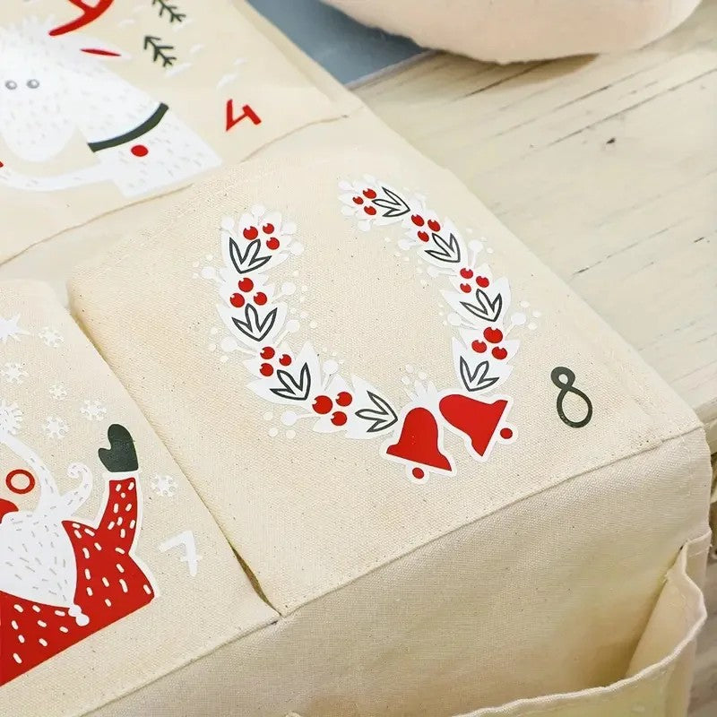 Christmas Advent Calendar Wall Hanging with 24 Pockets - Numbered
