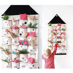 Christmas Advent Calendar - Wall-Mounted House Shape with 24 Pockets