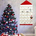 Christmas Advent Calendar - Wall-Mounted House Shape with 24 Pockets