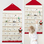 Christmas Advent Calendar - Wall-Mounted House Shape with 24 Pockets