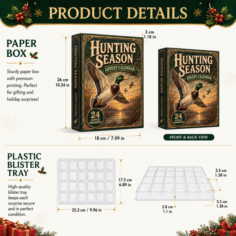 Christmas Advent Calendar with 24 Collectible Duck Hunting Ornaments