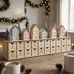 Christmas Advent Calendar with 24 Drawers - Village Scene and LED Lighting