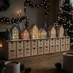 Christmas Advent Calendar with 24 Drawers - Village Scene and LED Lighting