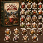 Christmas Advent Calendar with 24 Drink-Themed Ornaments - Wooden or Acrylic Charms
