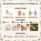 Christmas Advent Calendar with 24 Snack-Themed Ornaments - Wooden Charms or Acrylic Charms