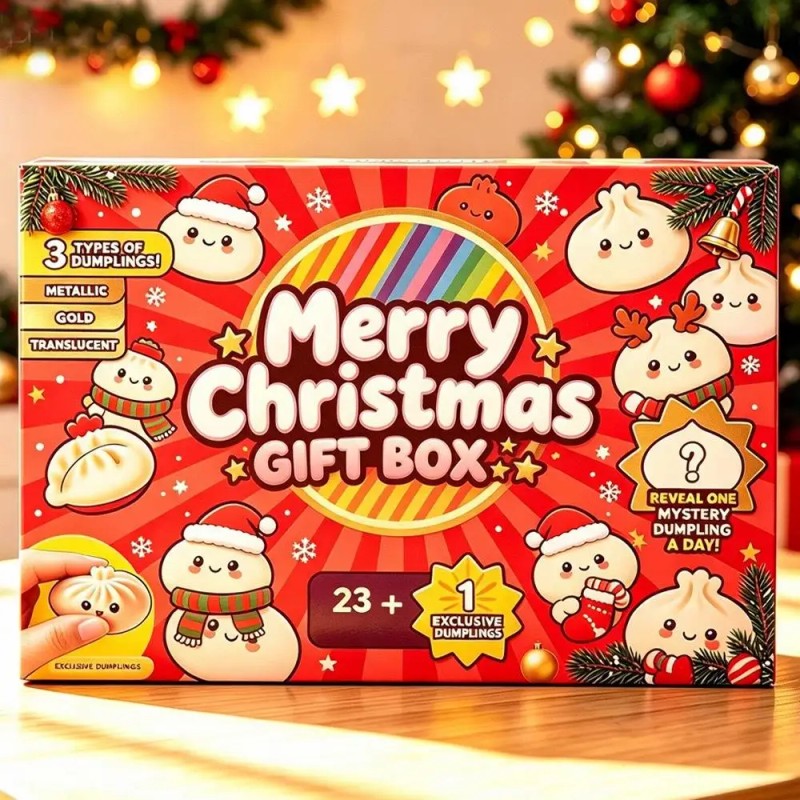 Christmas Advent Calendar with Squishy Dumpling Toys - Multiple Colors