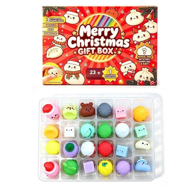Christmas Advent Calendar with Squishy Dumpling Toys - Multiple Colors