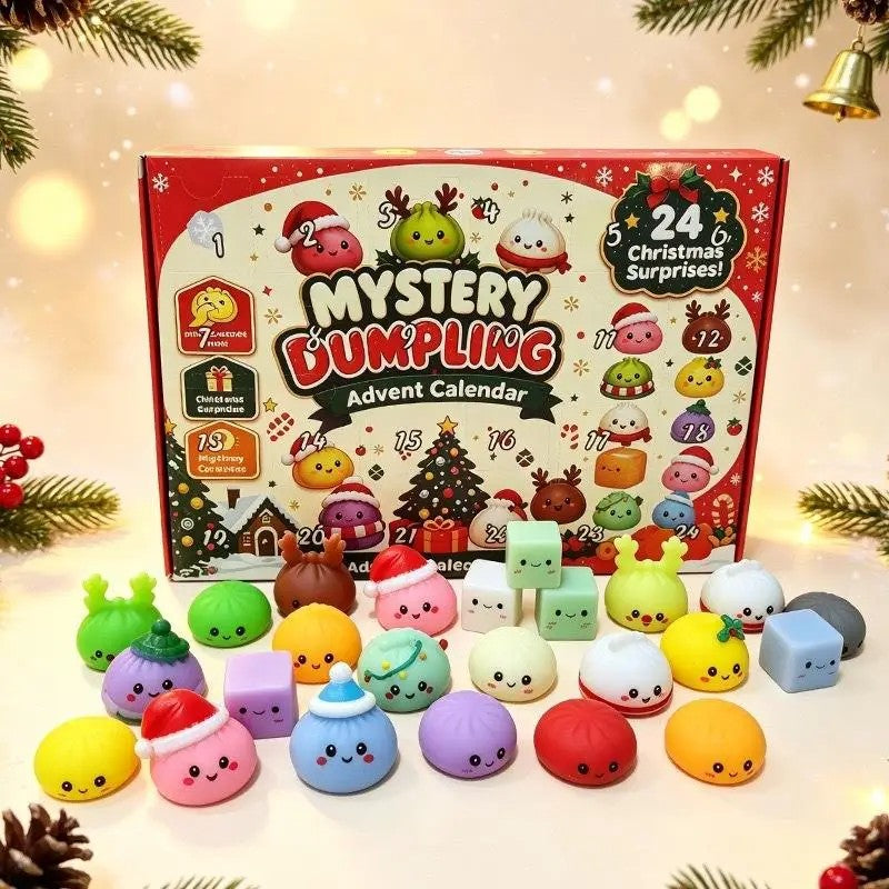 Christmas Advent Calendar with Squishy Dumpling Toys - Multiple Colors