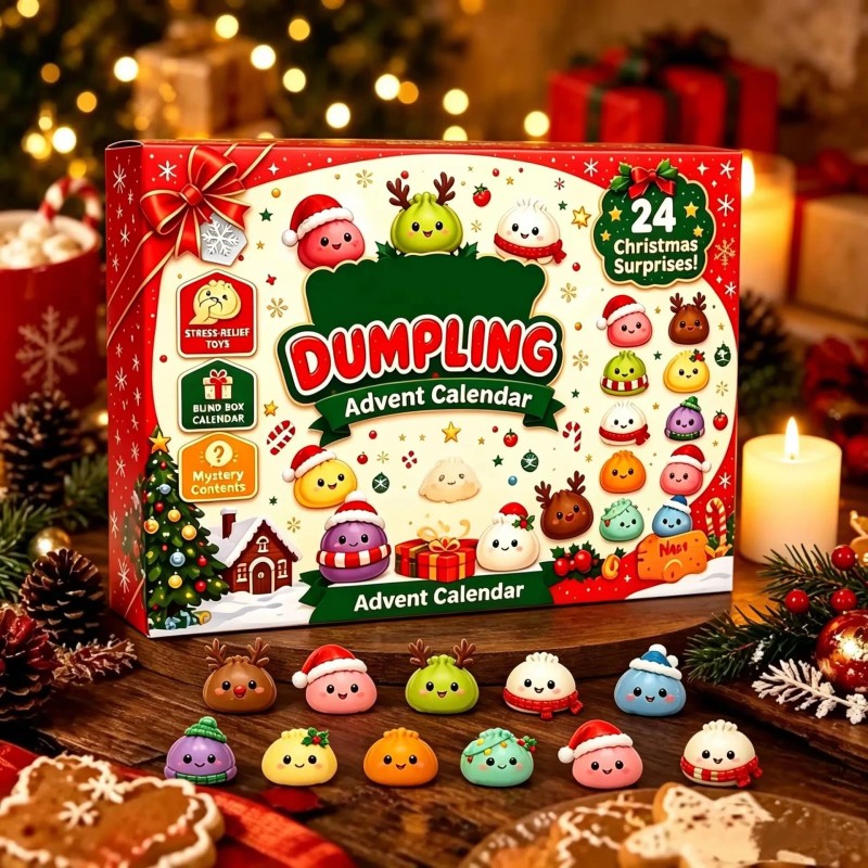 Christmas Advent Calendar with Squishy Dumpling Toys - Multiple Colors