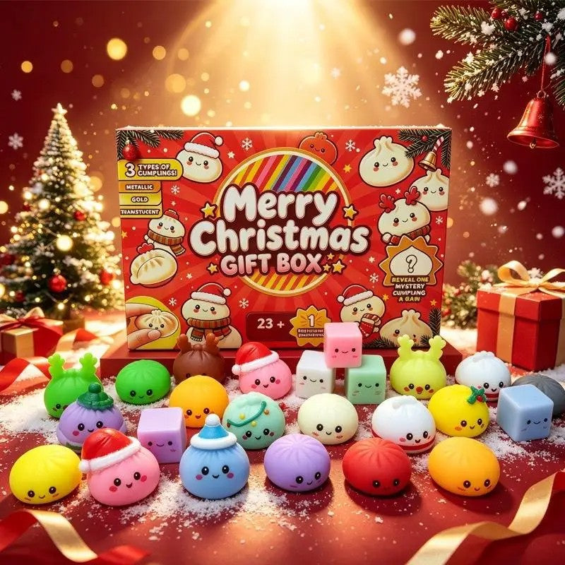 Christmas Advent Calendar with Squishy Dumpling Toys - Multiple Colors