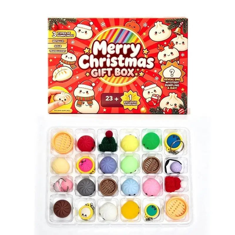 Christmas Advent Calendar with Squishy Dumpling Toys - Multiple Colors