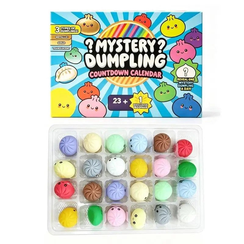 Christmas Advent Calendar with Squishy Dumpling Toys - Multiple Colors