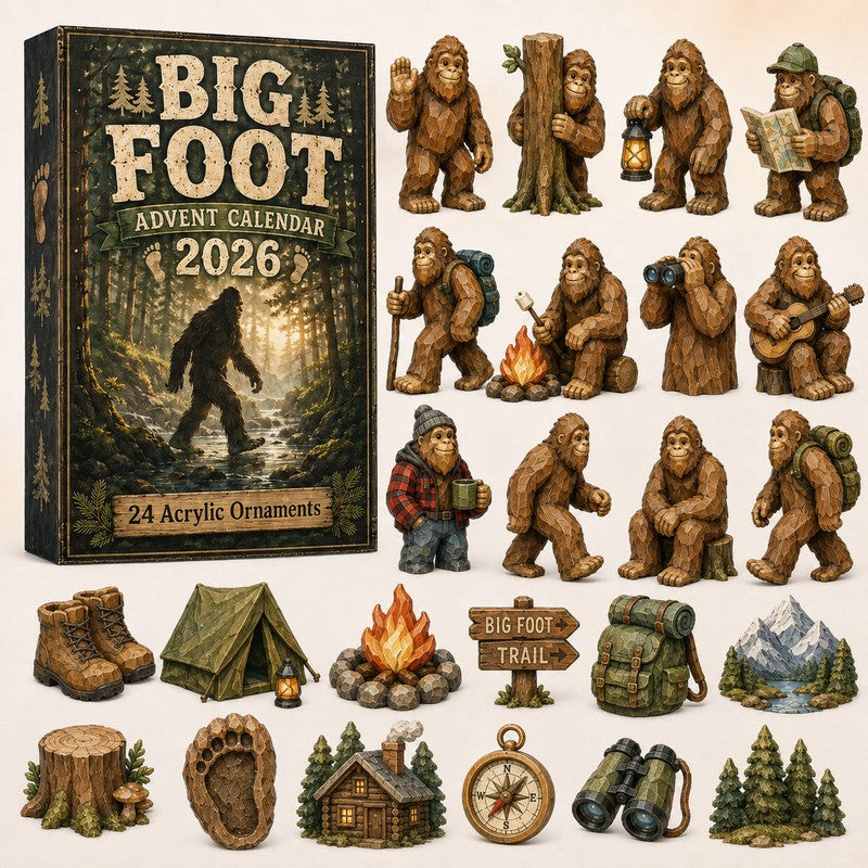 Christmas Gift Set - Bigfoot Camping Advent Calendar with 24 Ornaments