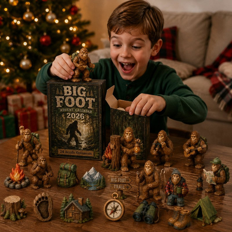 Christmas Gift Set - Bigfoot Camping Advent Calendar with 24 Ornaments