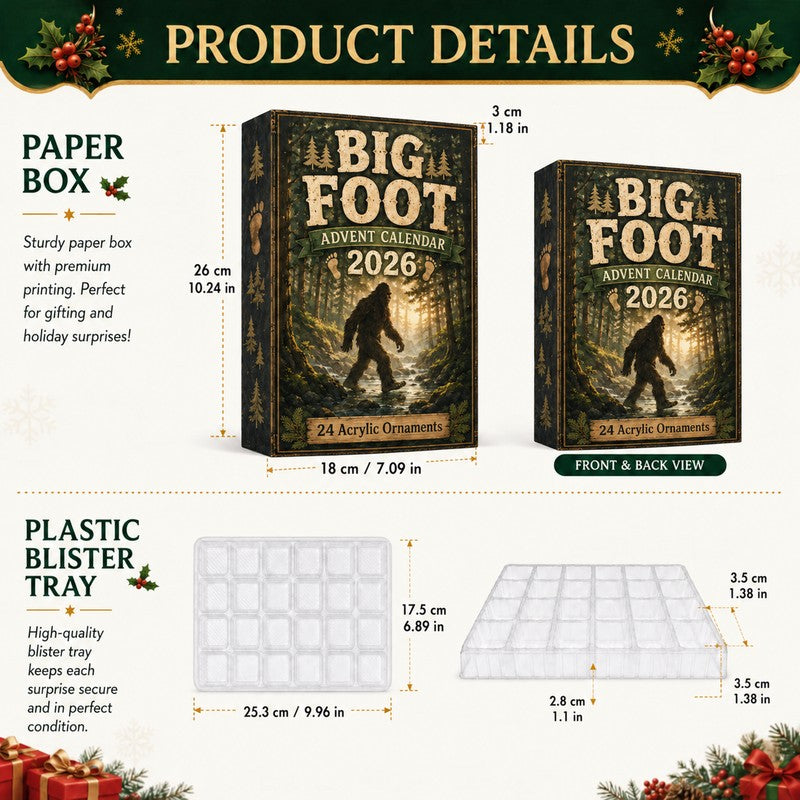 Christmas Gift Set - Bigfoot Camping Advent Calendar with 24 Ornaments