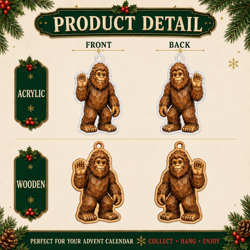 Christmas Gift Set - Bigfoot Camping Advent Calendar with 24 Ornaments