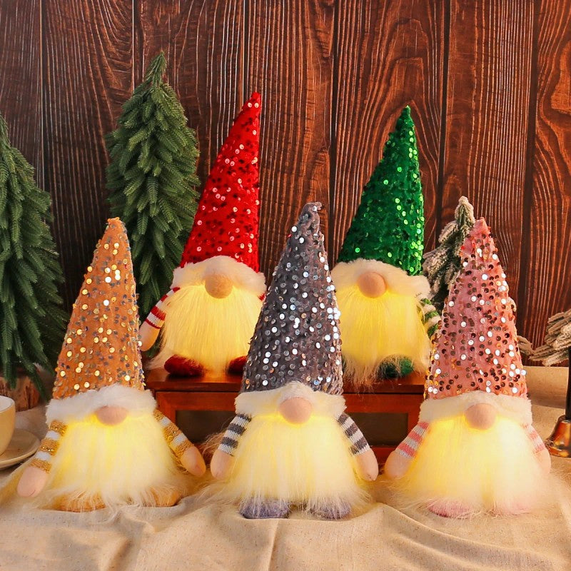 Christmas Gnome Figurine with LED Light - Faceless Elf Doll