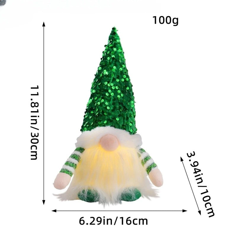 Christmas Gnome Figurine with LED Light - Faceless Elf Doll