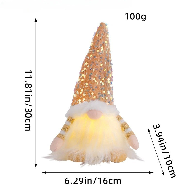 Christmas Gnome Figurine with LED Light - Faceless Elf Doll