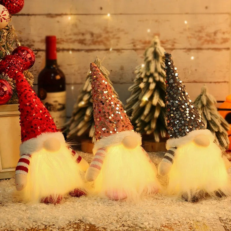 Christmas Gnome Figurine with LED Light - Faceless Elf Doll