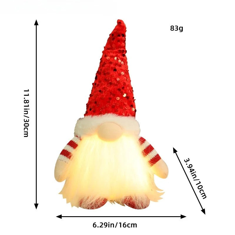 Christmas Gnome Figurine with LED Light - Faceless Elf Doll